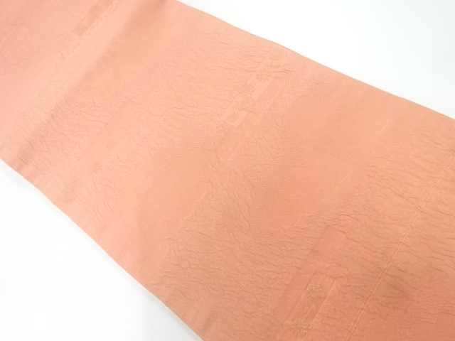 ふくれ織雲に花模様織出し全通袋帯